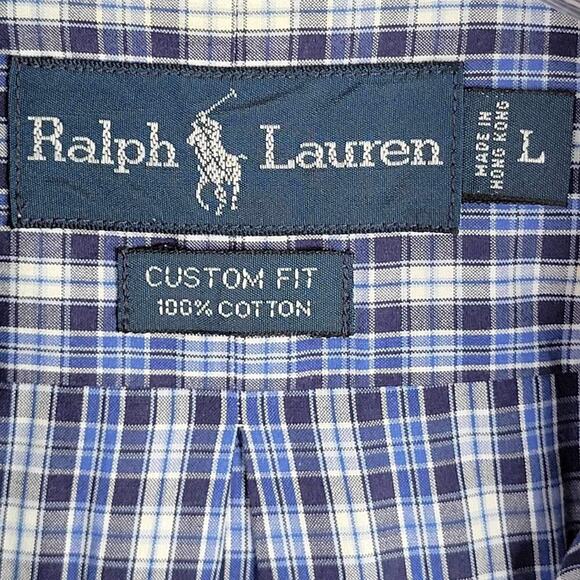 Polo Ralph Lauren Shirt Oxford Men's L Blue Plaid Long Sleeve Button Down - Picture 7 of 8